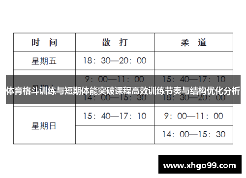 体育格斗训练与短期体能突破课程高效训练节奏与结构优化分析